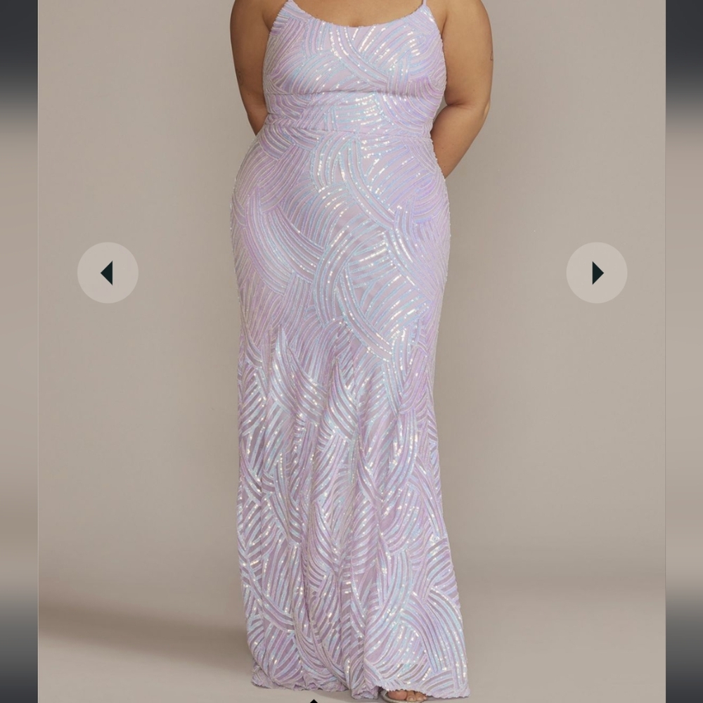 David's Bridal/morgan and co scoop neck patterned sequin mermaid dress